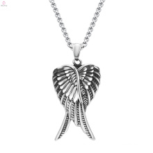 Hip Hop Style 316L Stainless Steel Jewelry Silver Angel Wing Pendant Necklace